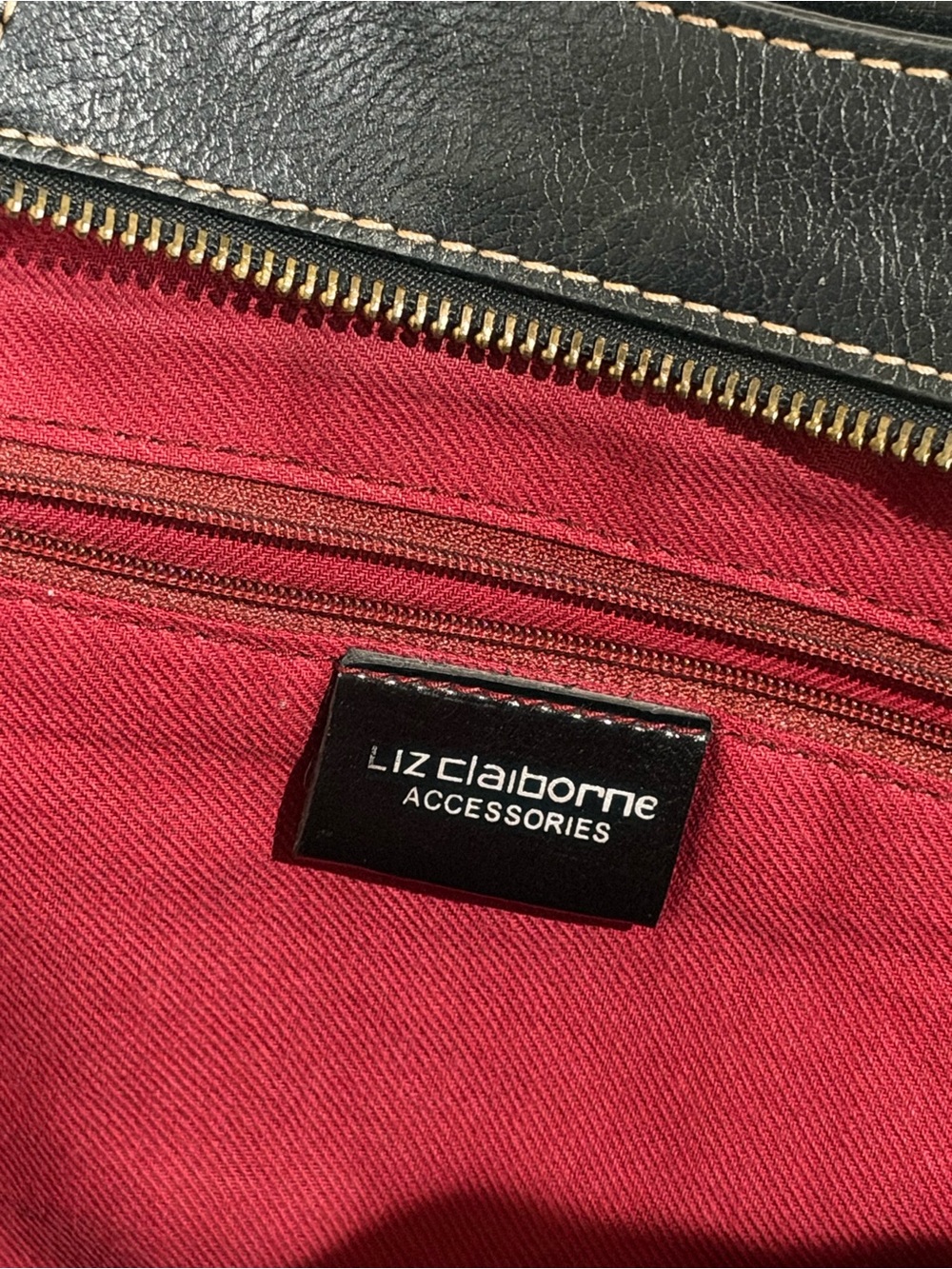 Liz Claiborne Y2K Black Leather Shoulder Bag - Picture 4 of 5